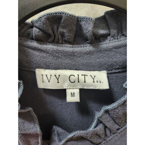 IVY CITY Co. Maxi Dress Short‎ Sleeve Embroidery 100% cotton Gray size M Boho - Picture 5 of 11